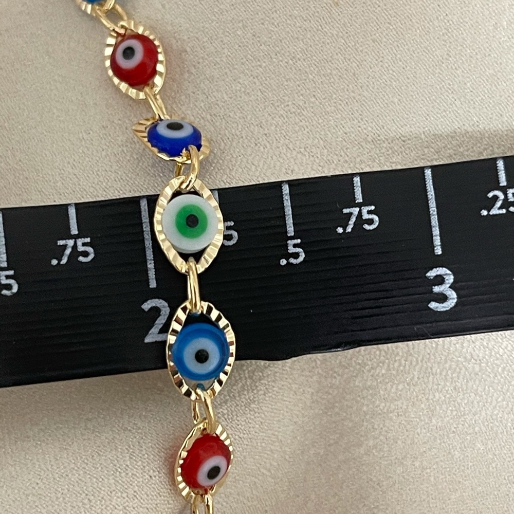 18k Gold Filled Evil Eye Anklet - Picture 4 of 4